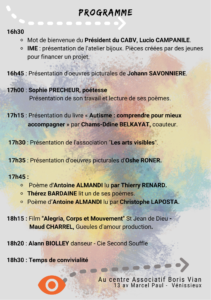 Programme et horaires de l'évènement "Partageons nos talents"